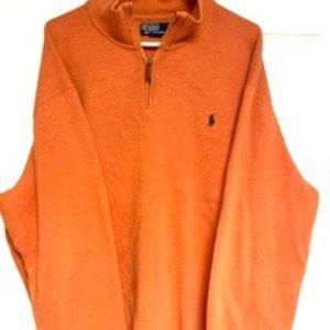 Polo Ralph Lauren - quarter zip, burnt orange color-XXL